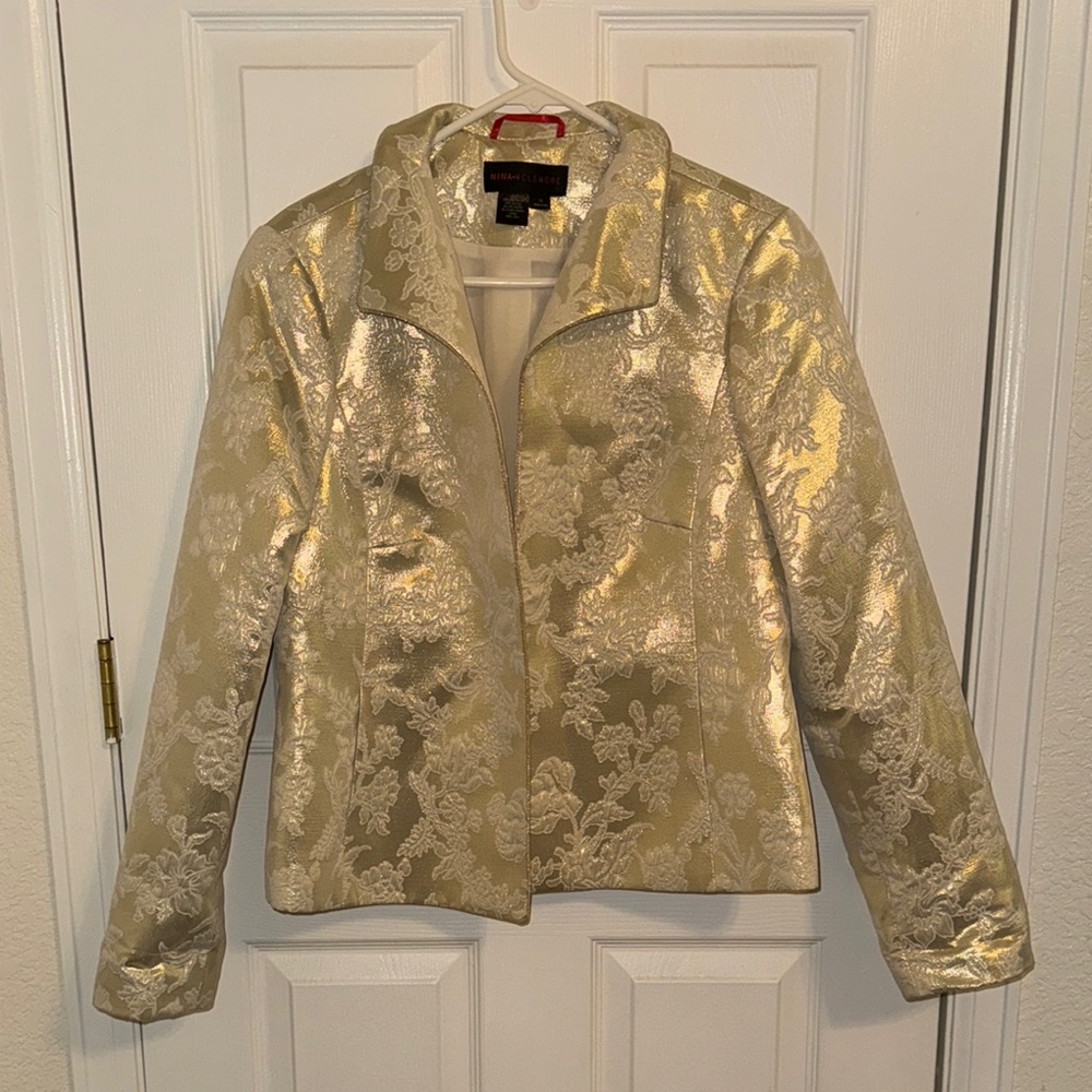Nina Mclemore Gold Floral Blazer